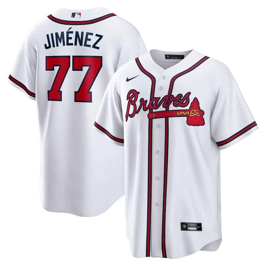 Men Atlanta Braves #77 Joe Jimenez Nike White Home Replica Player MLB Jersey